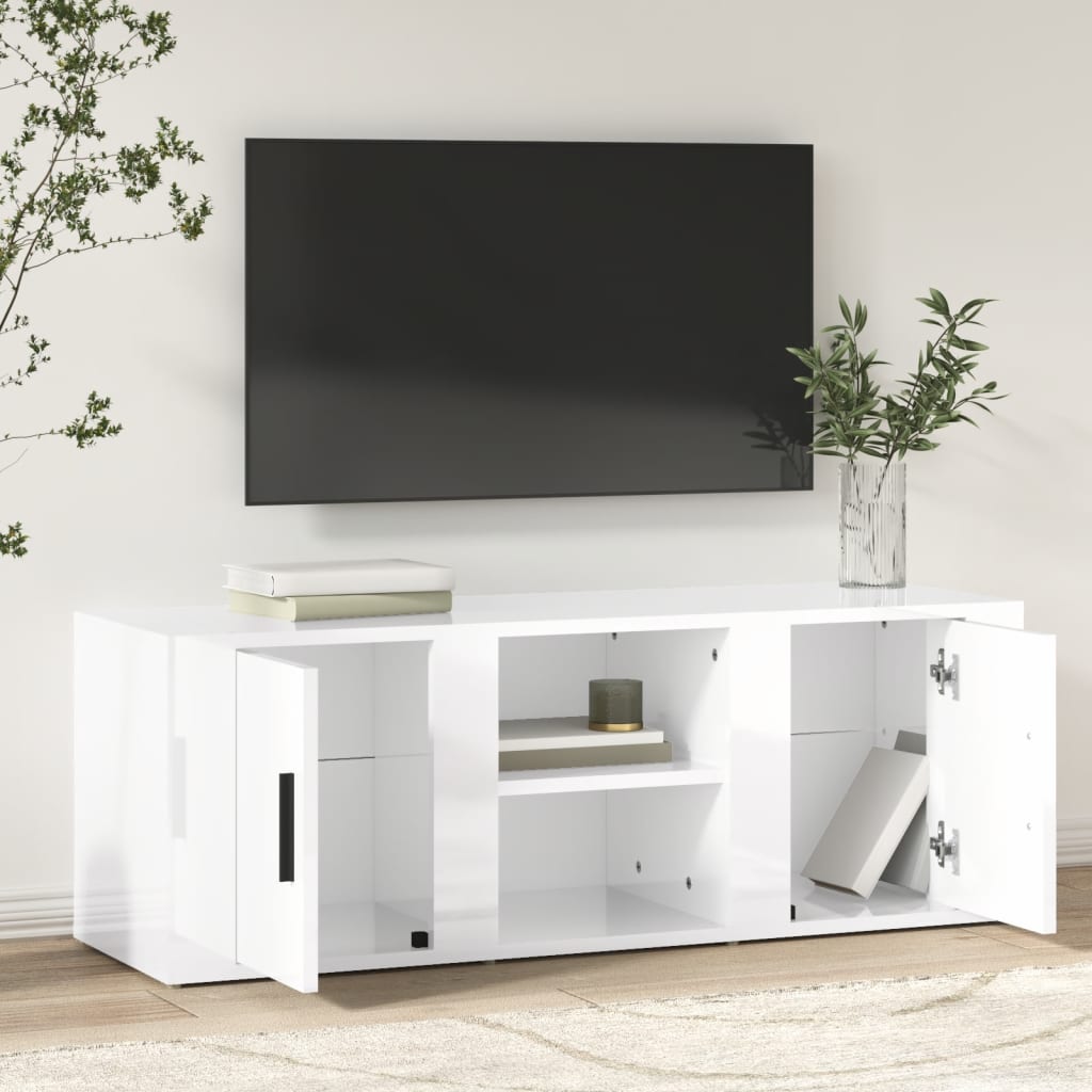 vidaXL fehér magasfényű szerelt fa TV-szekrény 100x31,5x35 cm