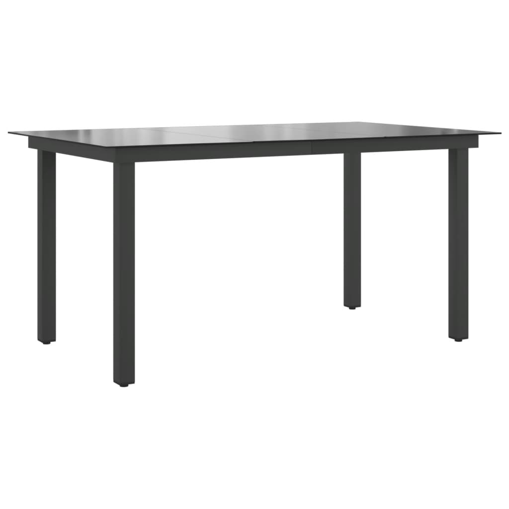 vidaXL fekete alumínium és üveg kerti asztal 150 x 90 x 74 cm
