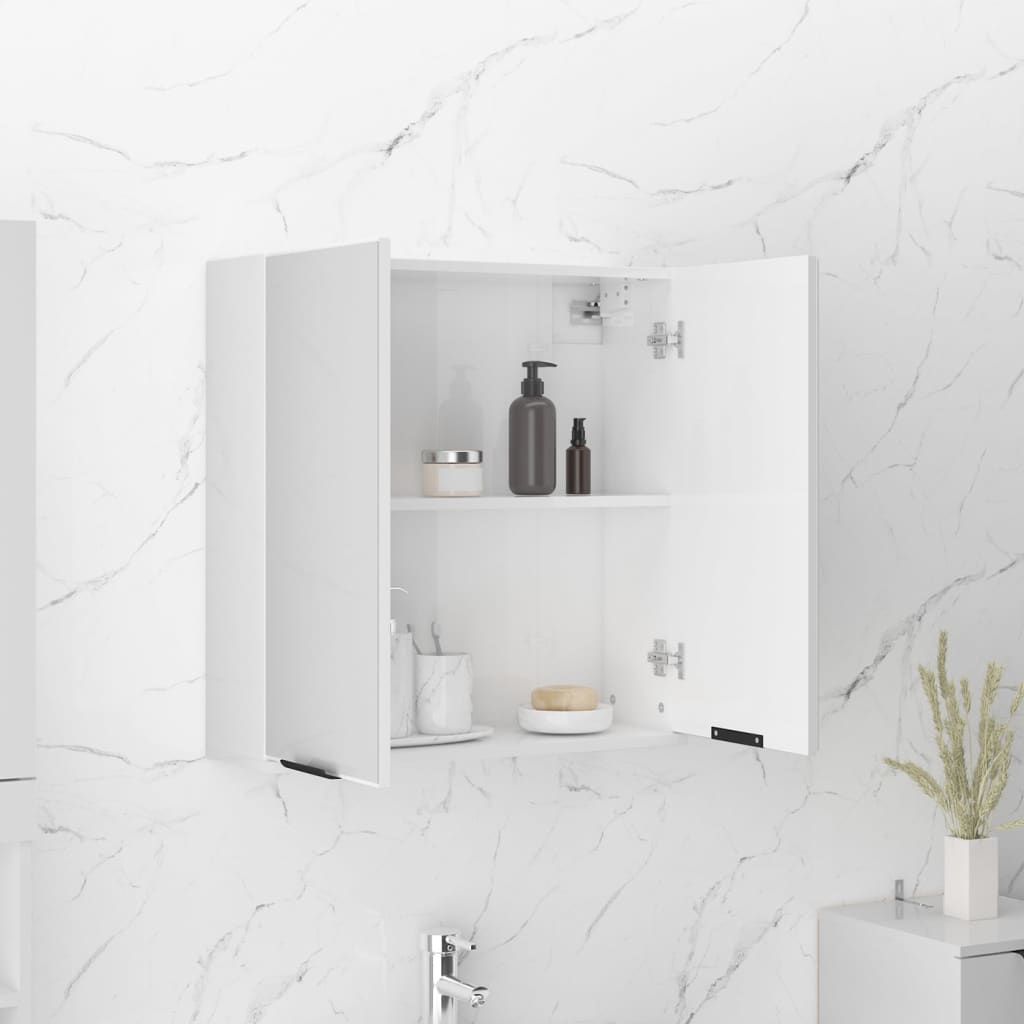 vidaXL magasfényű fehér tükrös fürdőszobaszekrény 64 x 20 x 67 cm