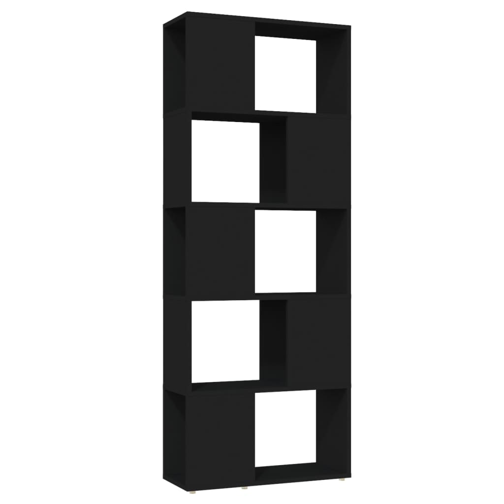 vidaXL fekete forgácslap térelválasztó könyvszekrény 60 x 24 x 155 cm