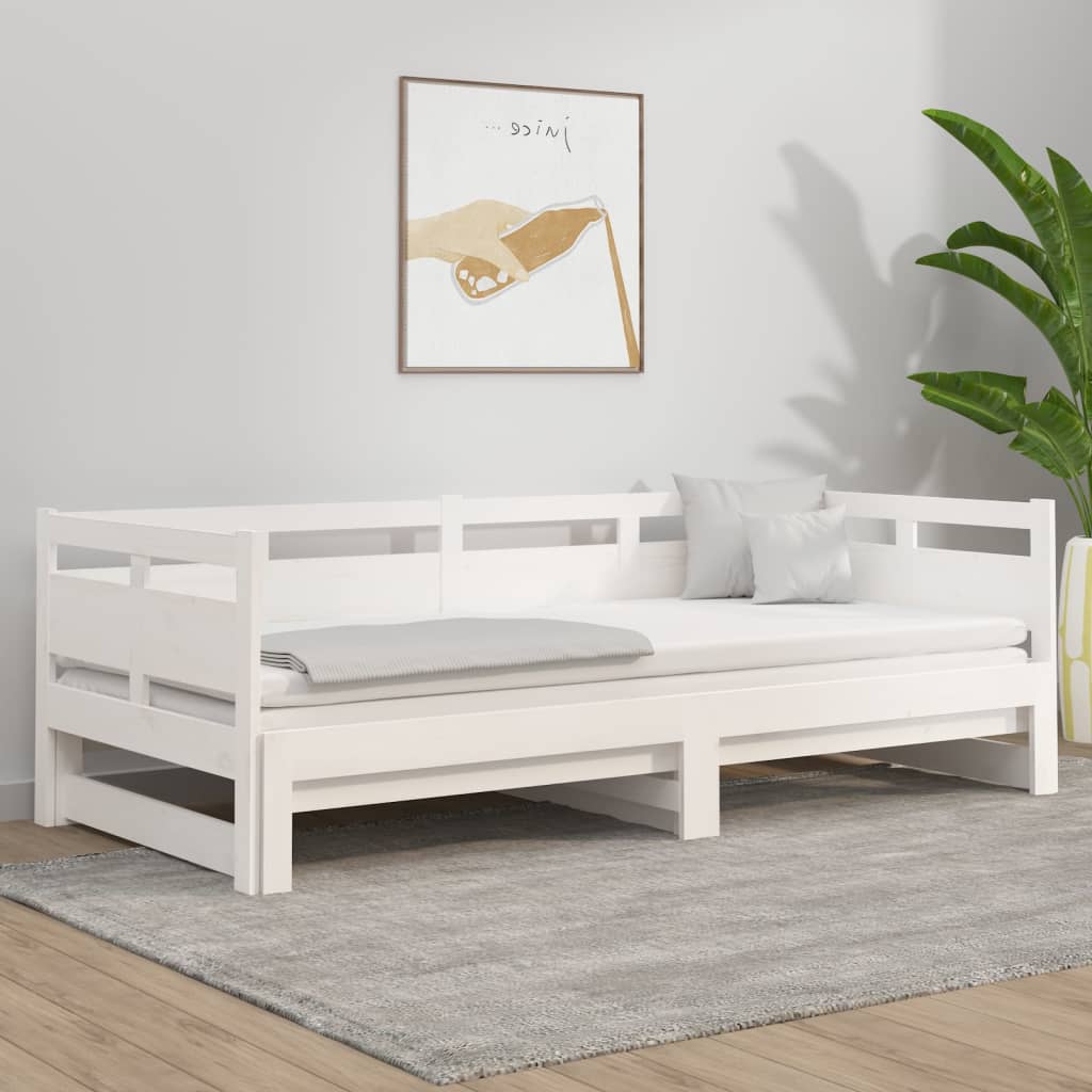 vidaXL fehér tömör fenyőfa kihúzható kanapéágy 2 x (90 x 190) cm