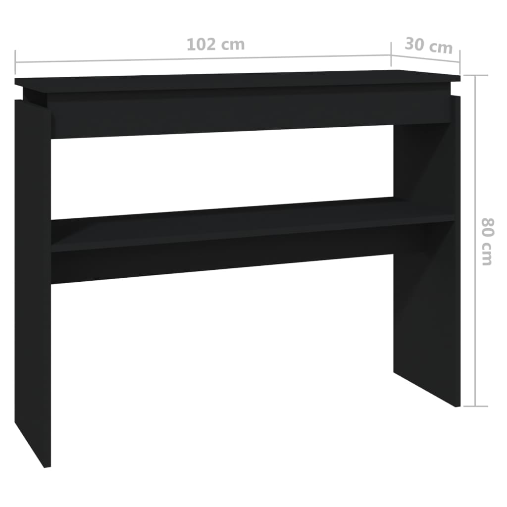 vidaXL fekete forgácslap tálalóasztal 102 x 30 x 80 cm