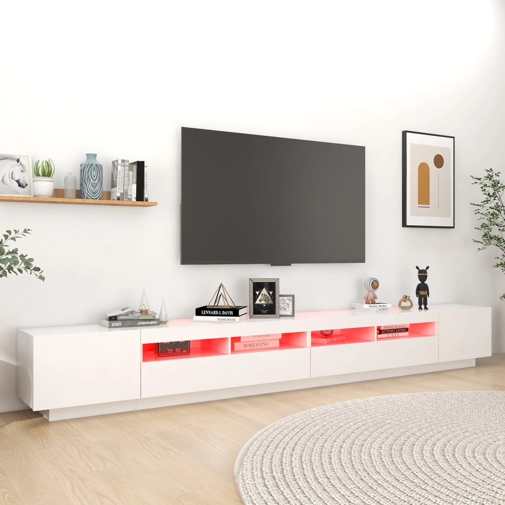 vidaXL fehér TV-szekrény LED-lámpákkal 300 x 35 x 40 cm