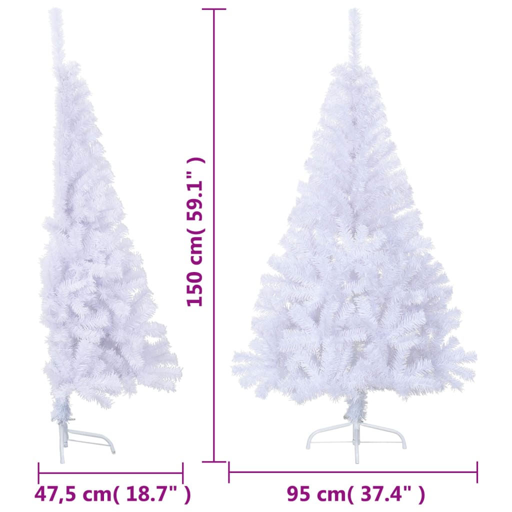 vidaXL fehér PVC fél műkarácsonyfa állvánnyal 150 cm
