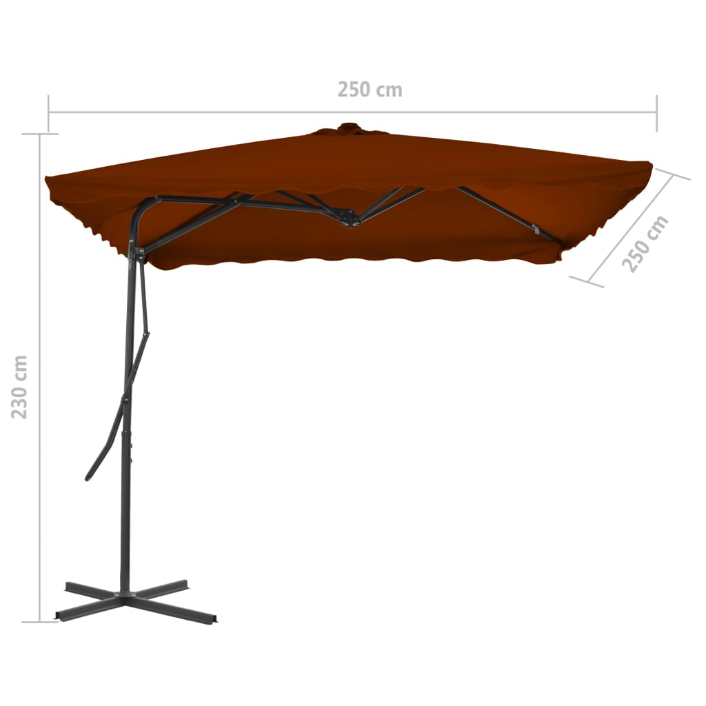 vidaXL terrakotta kültéri napernyő acélrúddal 250 x 250 x 230 cm
