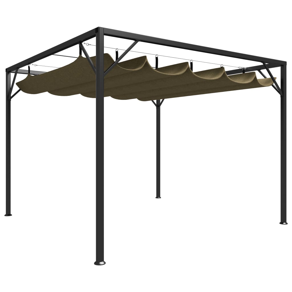 vidaXL tópszínű kerti pavilon behúzható tetővel 3 x 3 m 180 g/m²