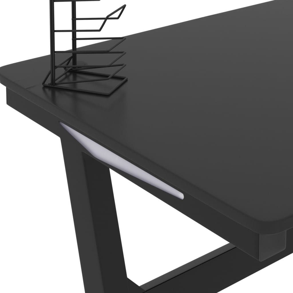 vidaXL fekete Z-lábú LED-es gamer asztal 110 x 60 x 75 cm