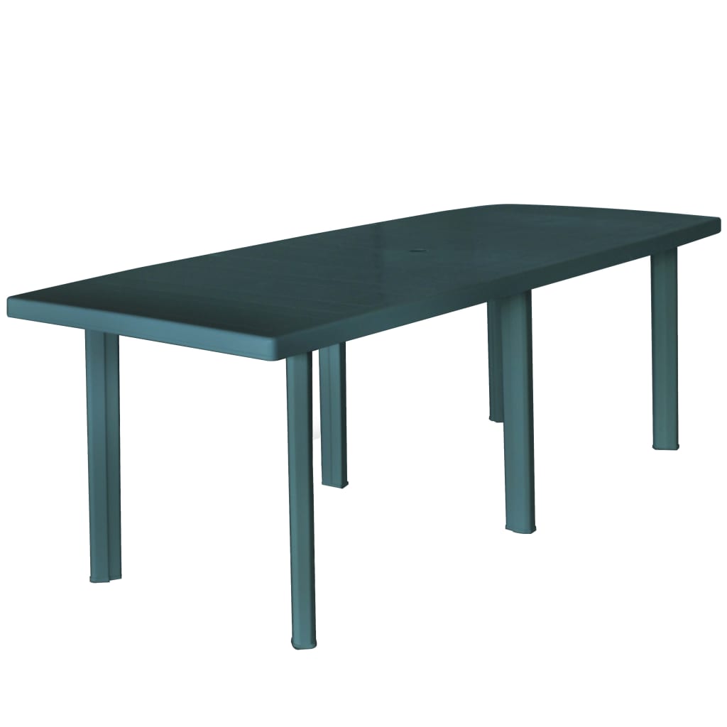vidaXL zöld műanyag kerti asztal 210 x 96 x 72 cm