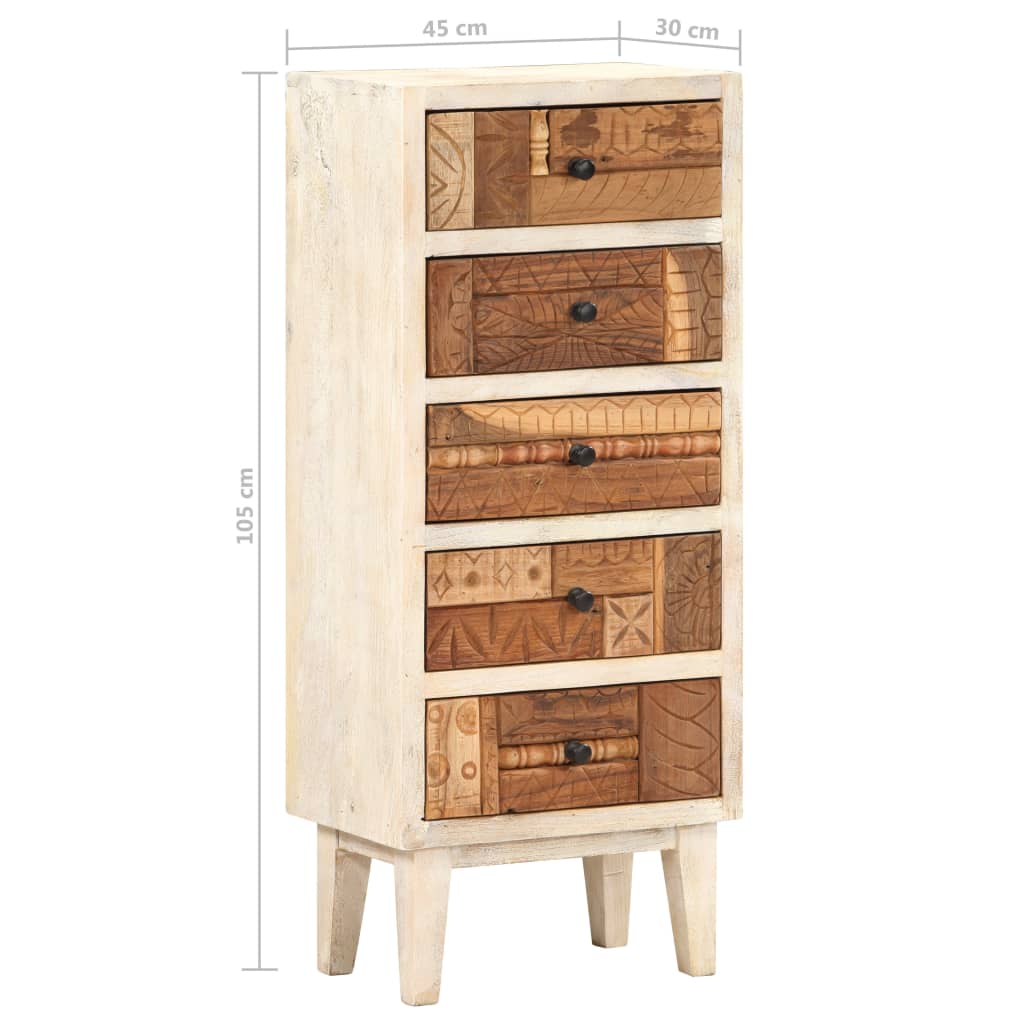vidaXL tömör újrahasznosított fa fiókos szekrény 45 x 30 x 105 cm