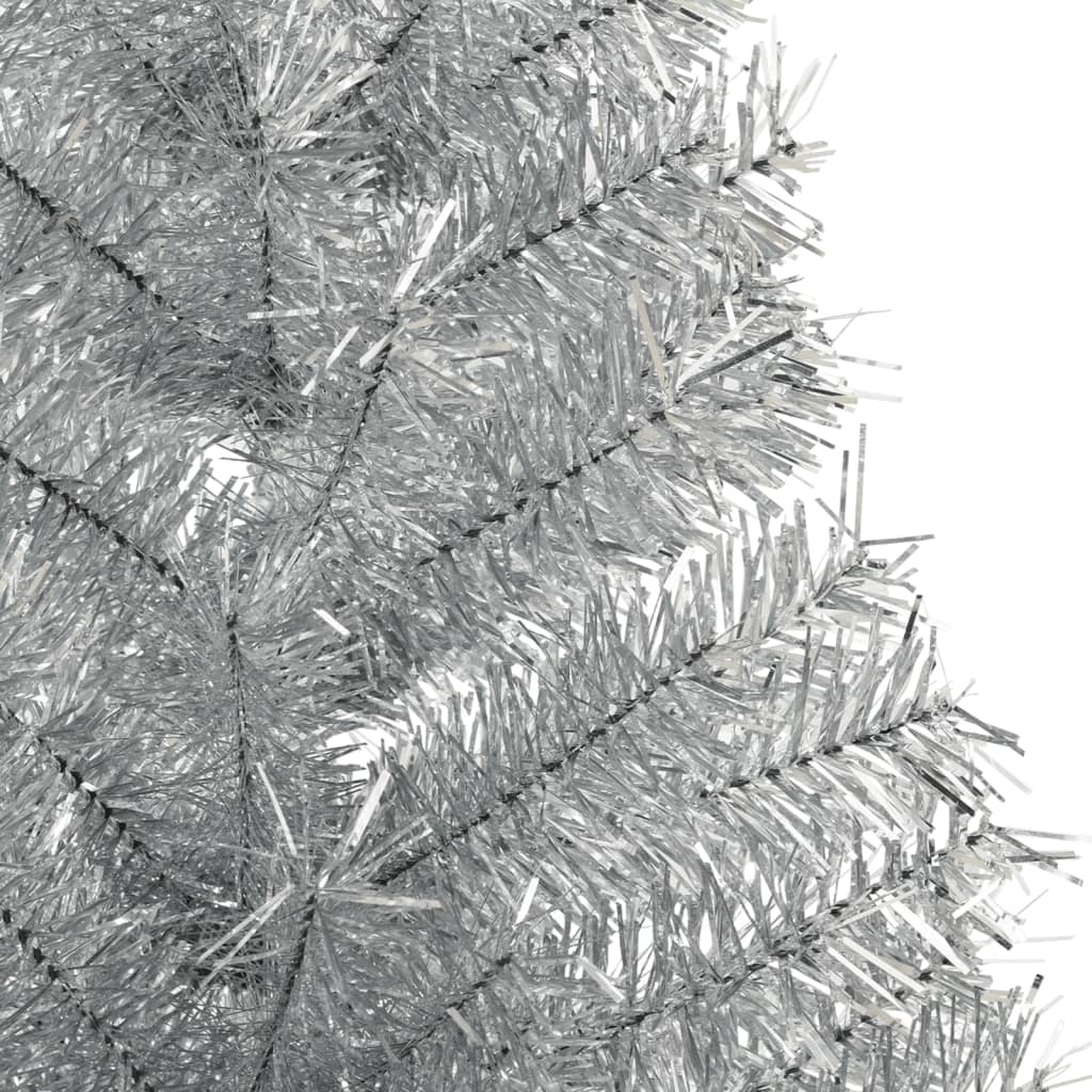 vidaXL ezüstszínű PET fél műkarácsonyfa állvánnyal 120 cm