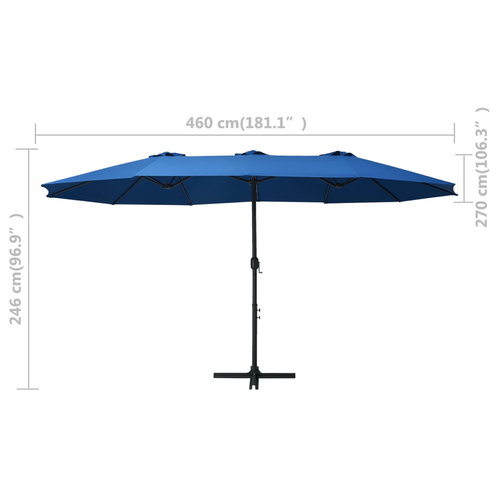 vidaXL kék kültéri napernyő alumíniumrúddal 460 x 270 cm