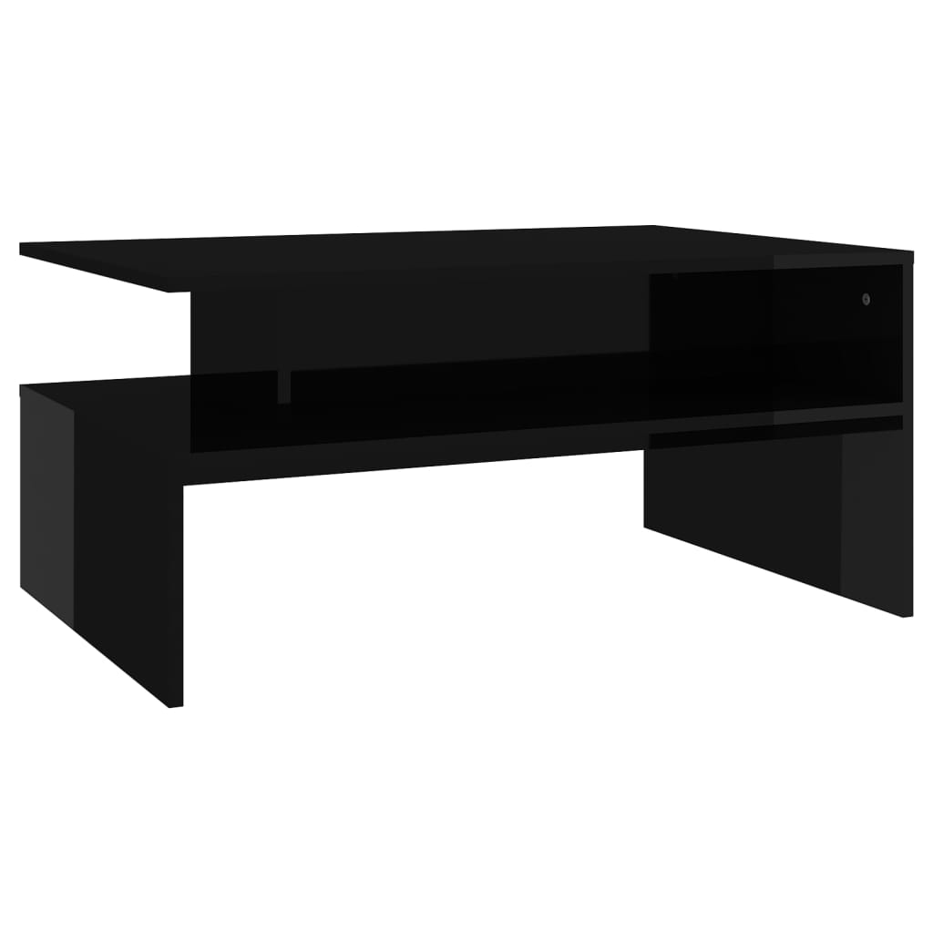 vidaXL magasfényű fekete forgácslap dohányzóasztal 90 x 60 x 42,5 cm