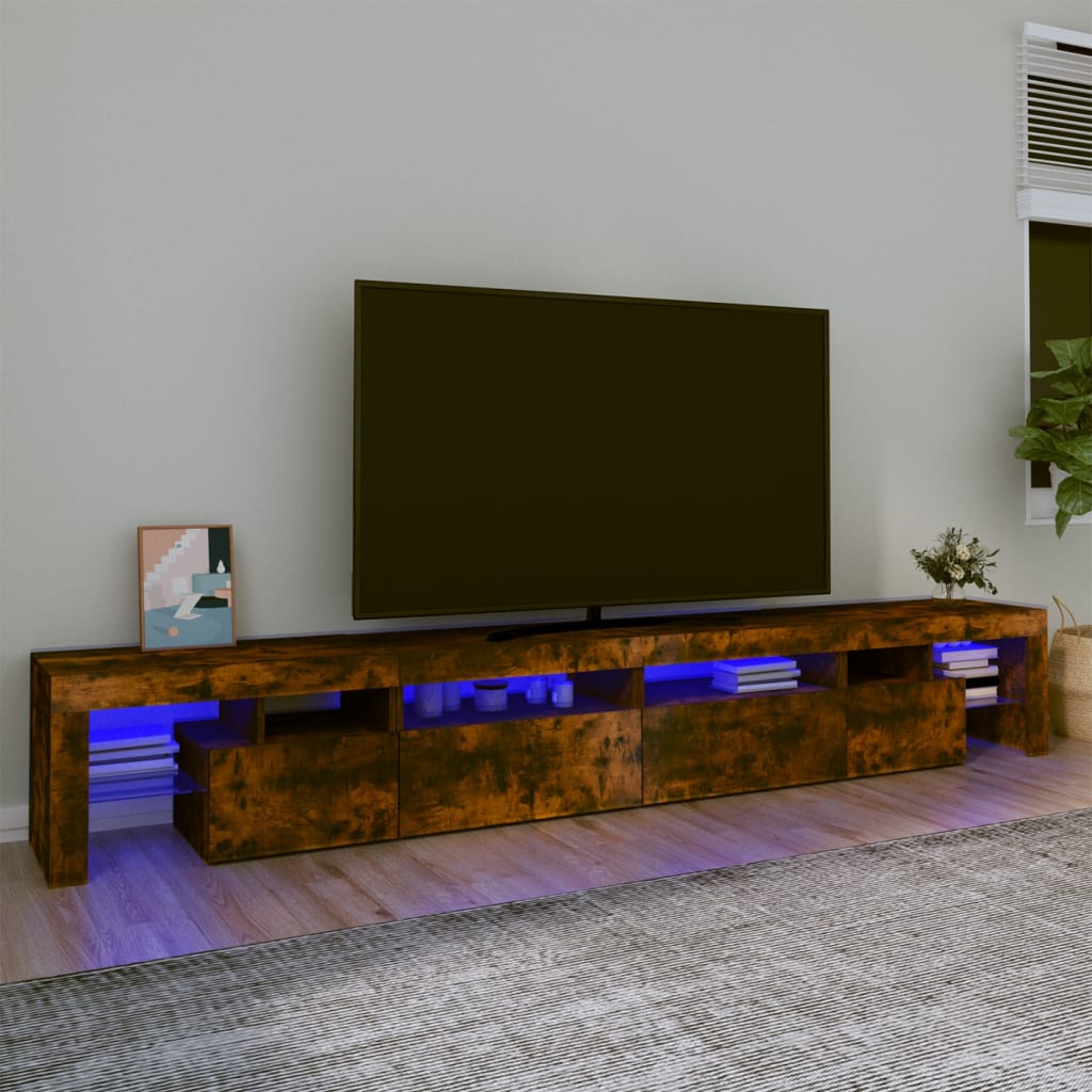 vidaXL füstös tölgyszínű TV-szekrény LED-világítással 260x36,5x40 cm