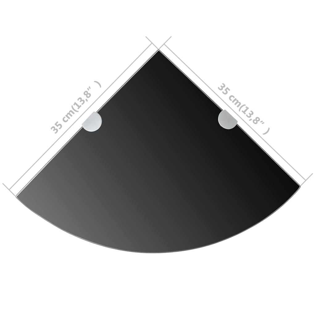 vidaXL Fekete üveg sarokpolc króm tartóval 35x35 cm