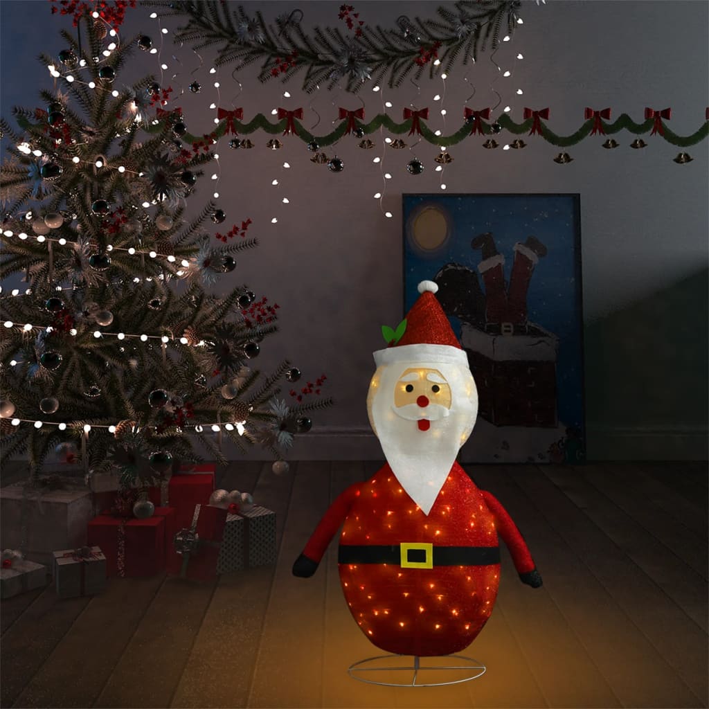 vidaXL dekoratív luxus szövet karácsonyi LED-es Mikulás figura 90 cm
