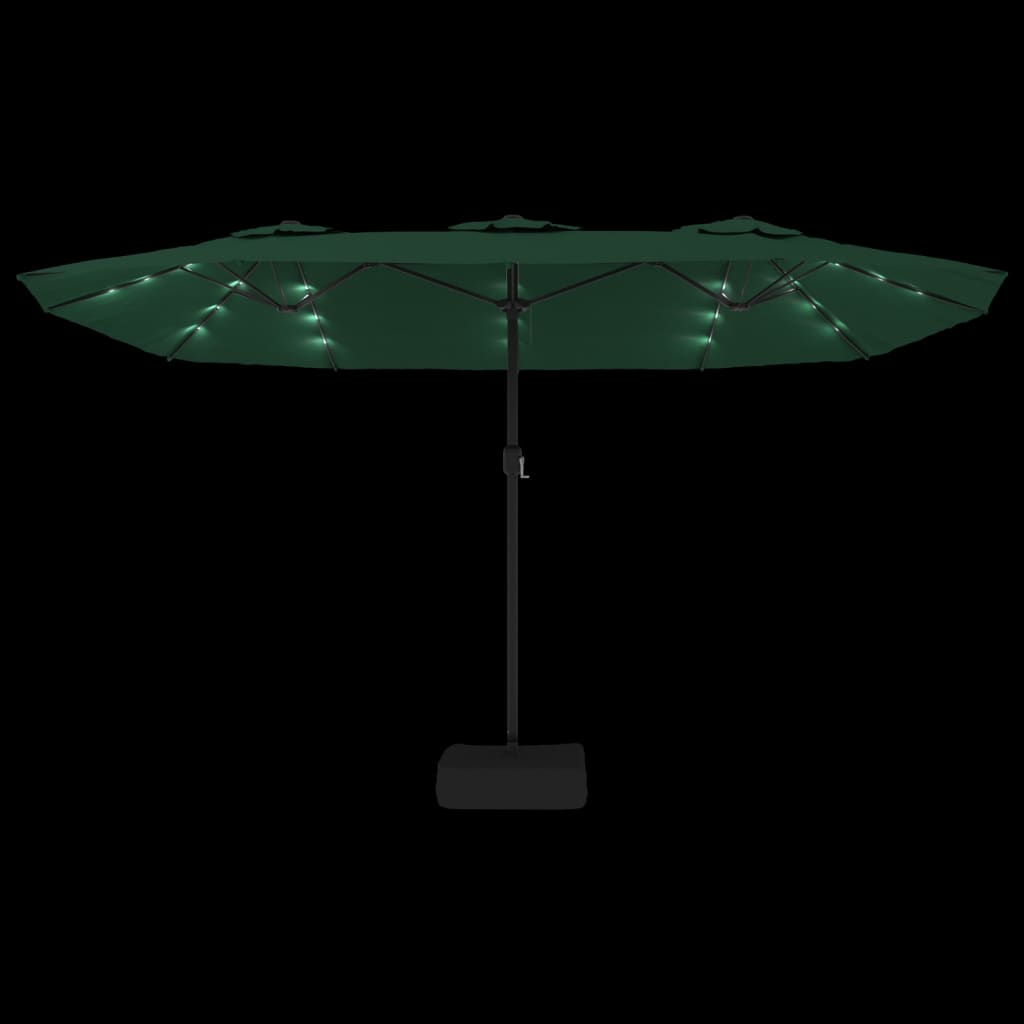 vidaXL zöld dupla tetős napernyő LED-ekkel 449x245 cm