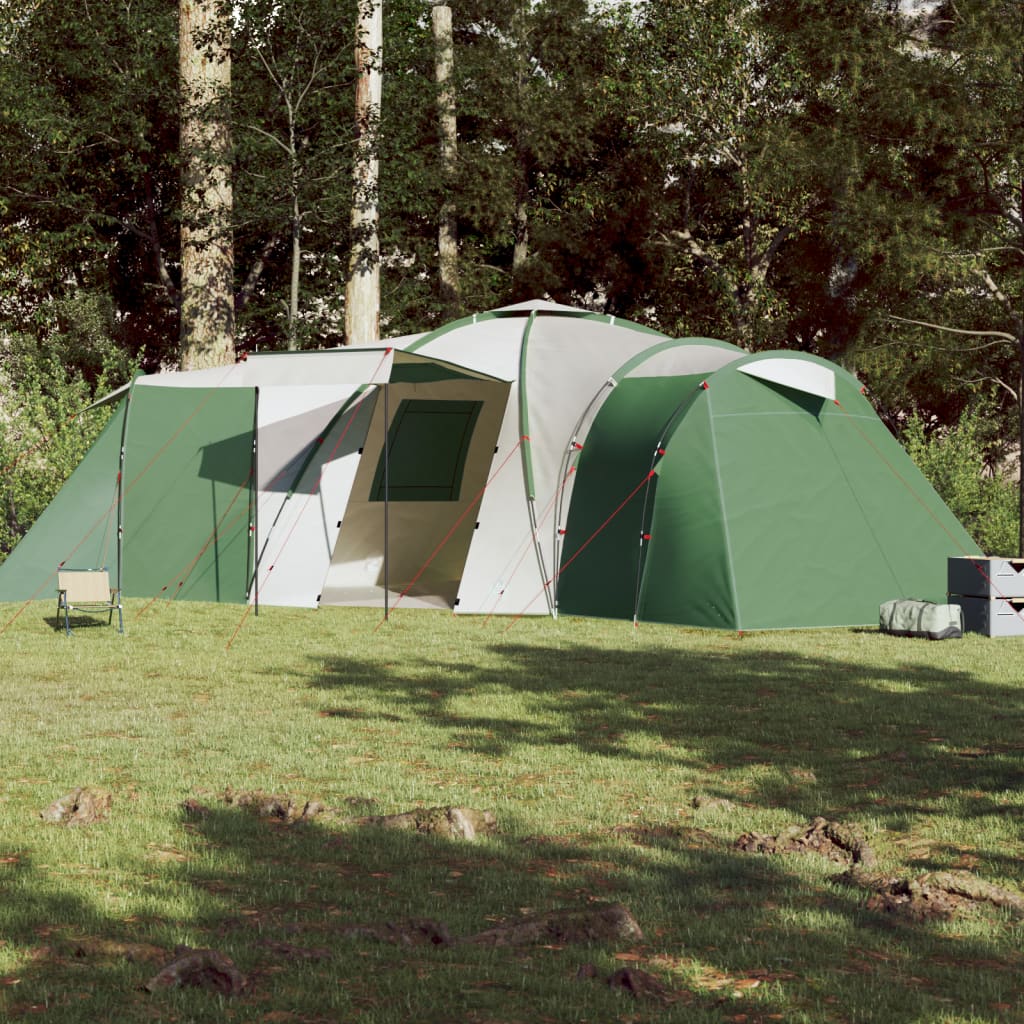 vidaXL 12 személyes zöld vízálló kupolás családi sátor