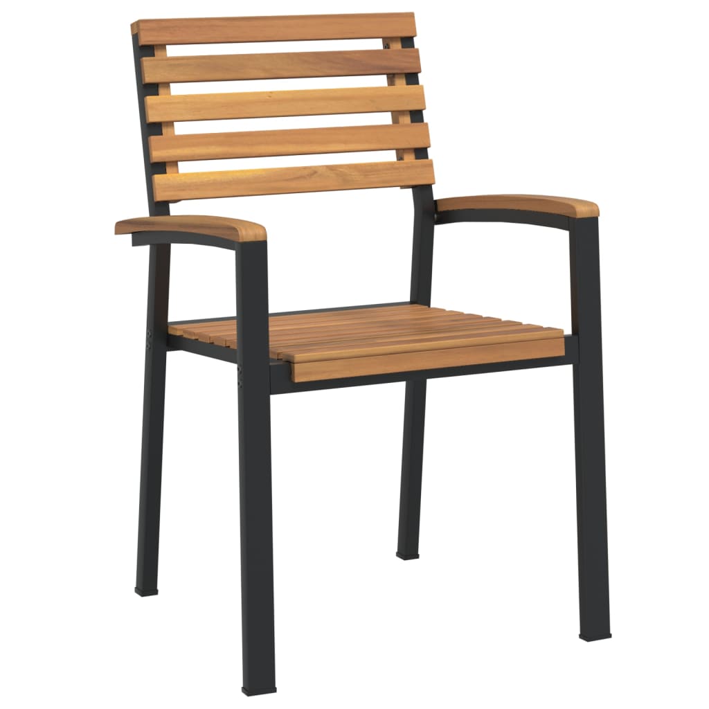 vidaXL 2 db tömör akácfa és fém rakásolható kerti szék