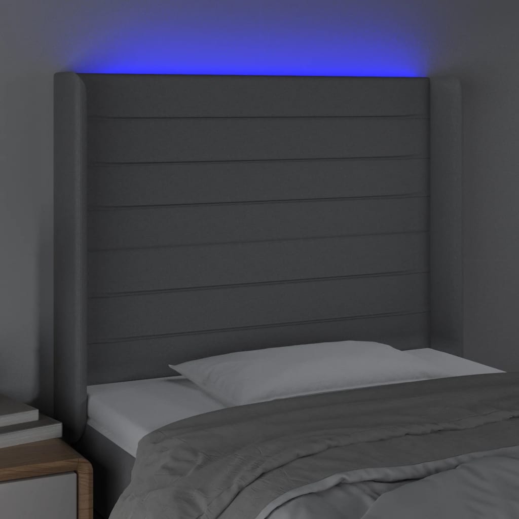 vidaXL világosszürke szövet LED-es fejtámla 83x16x118/128 cm