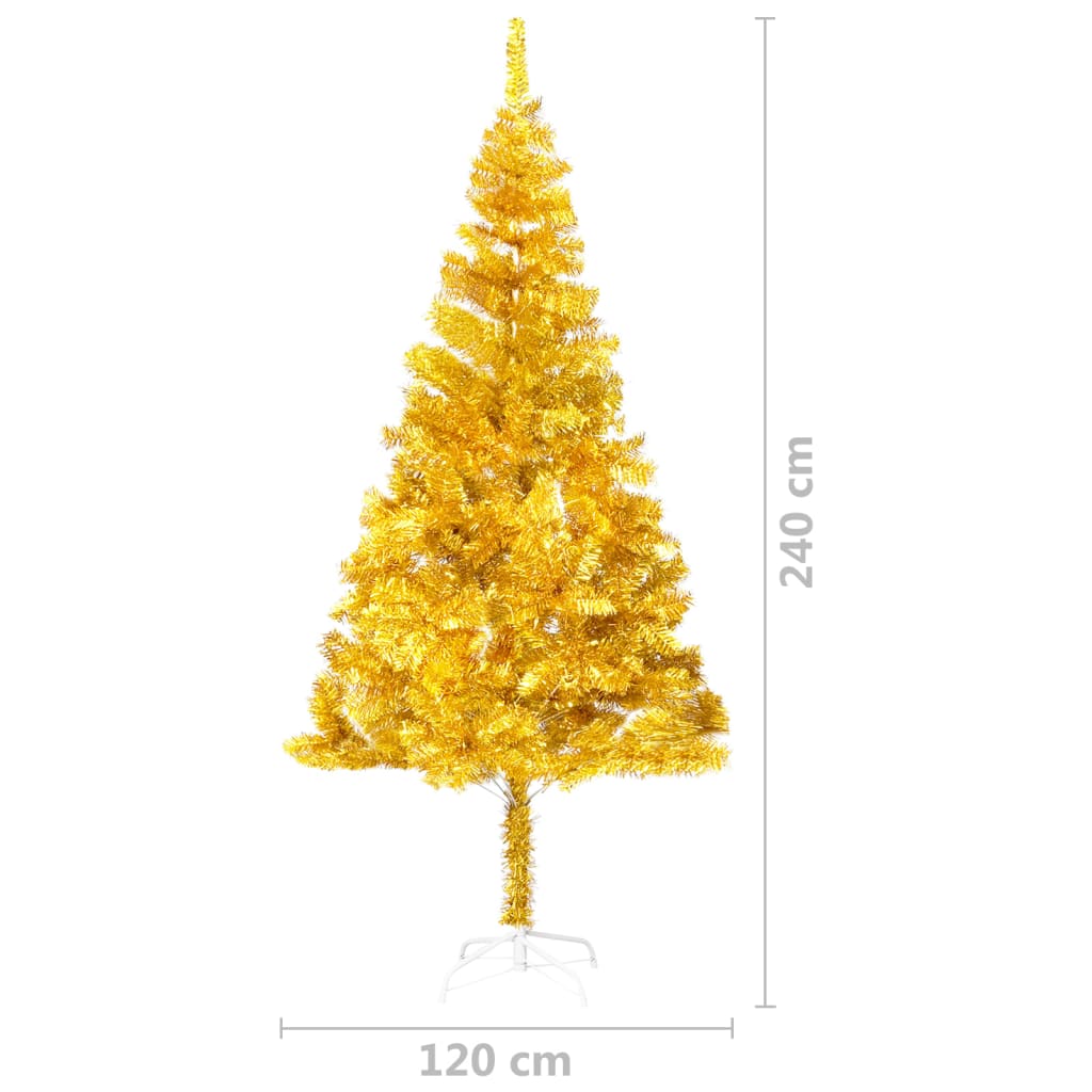vidaXL aranyszínű PET megvilágított műkarácsonyfa állvánnyal 240 cm