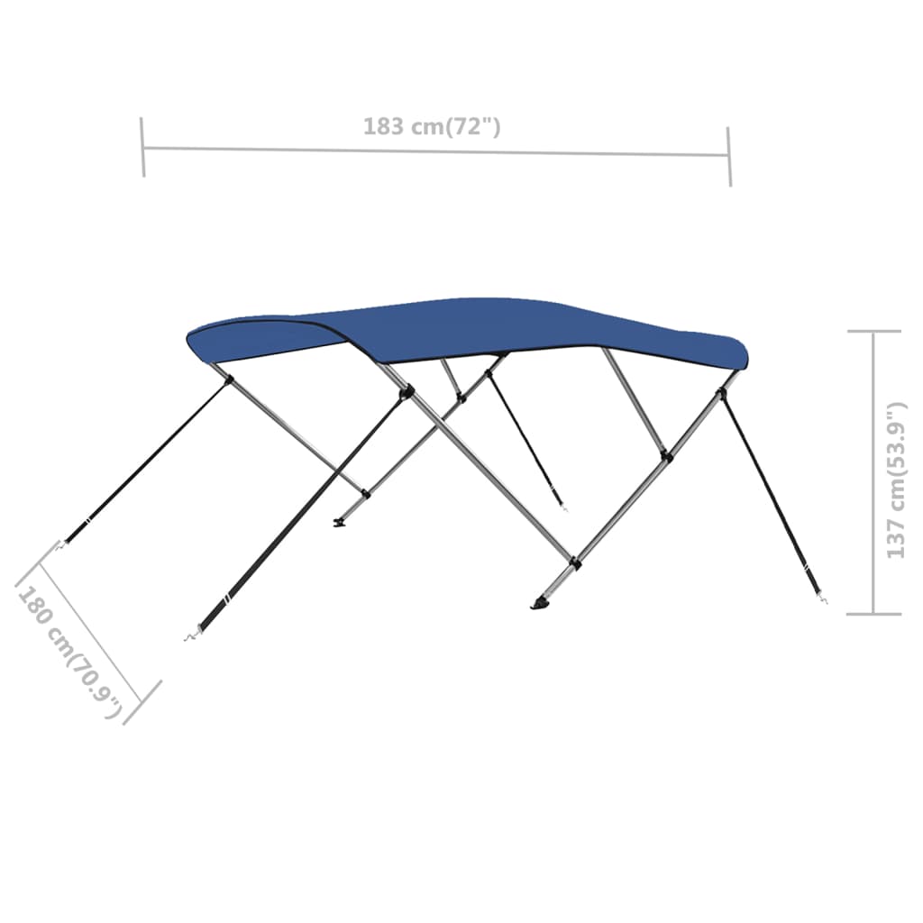 vidaXL kék háromágú bimini tető 183 x 180 x 137 cm