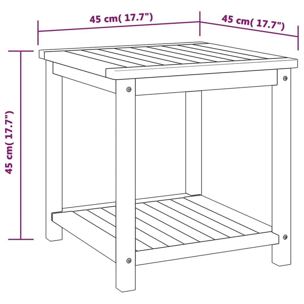 vidaXL tömör akácfa kisasztal 45 x 45 x 45 cm