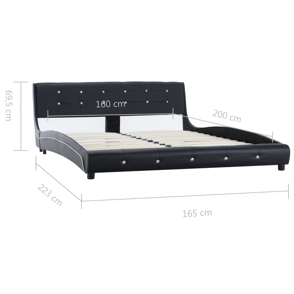 vidaXL fekete műbőr ágykeret 160 x 200 cm