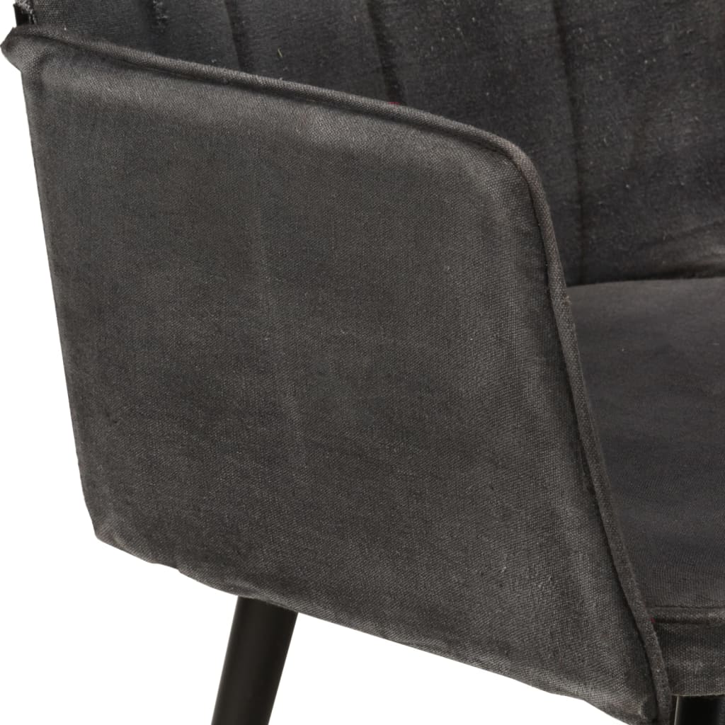 vidaXL fekete vintage vászon szárnyas szék lábtartóval