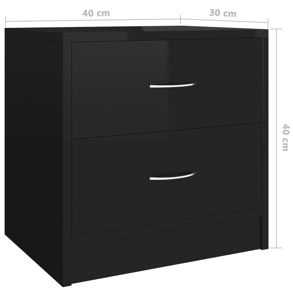 vidaXL magasfényű fekete forgácslap éjjeliszekrény 40 x 30 x 40 cm