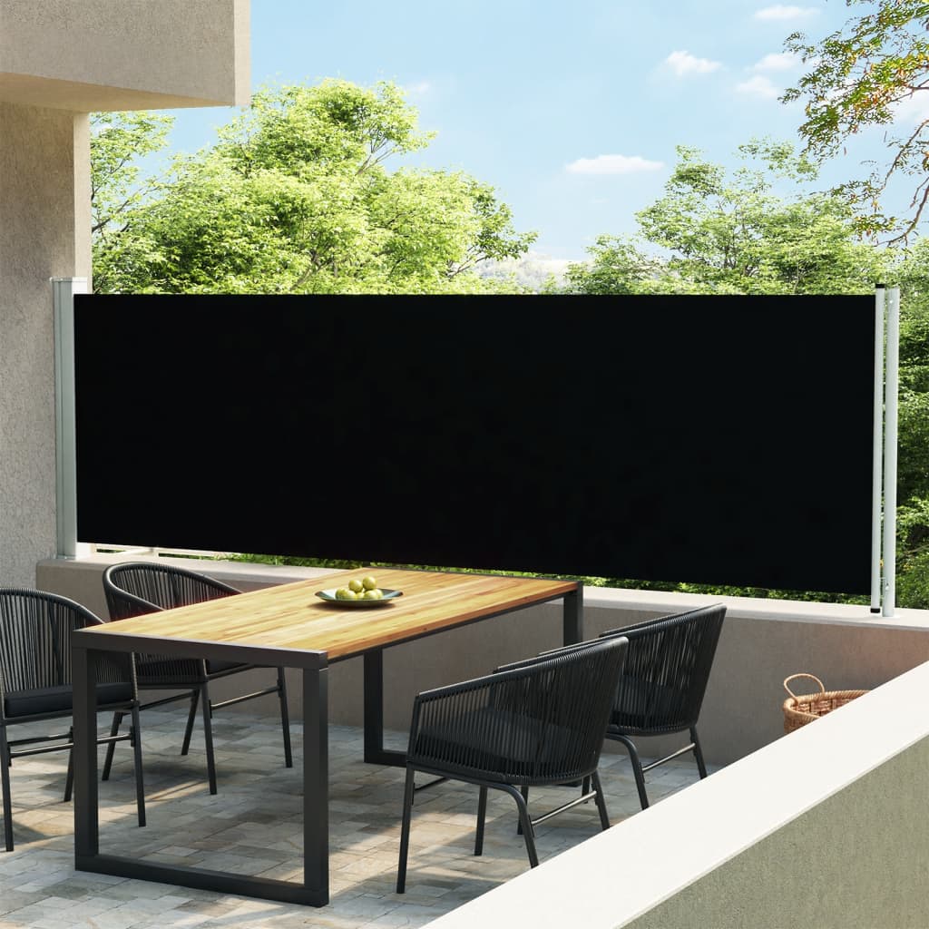 vidaXL fekete kihúzható oldalsó terasz-napellenző 140 x 600 cm