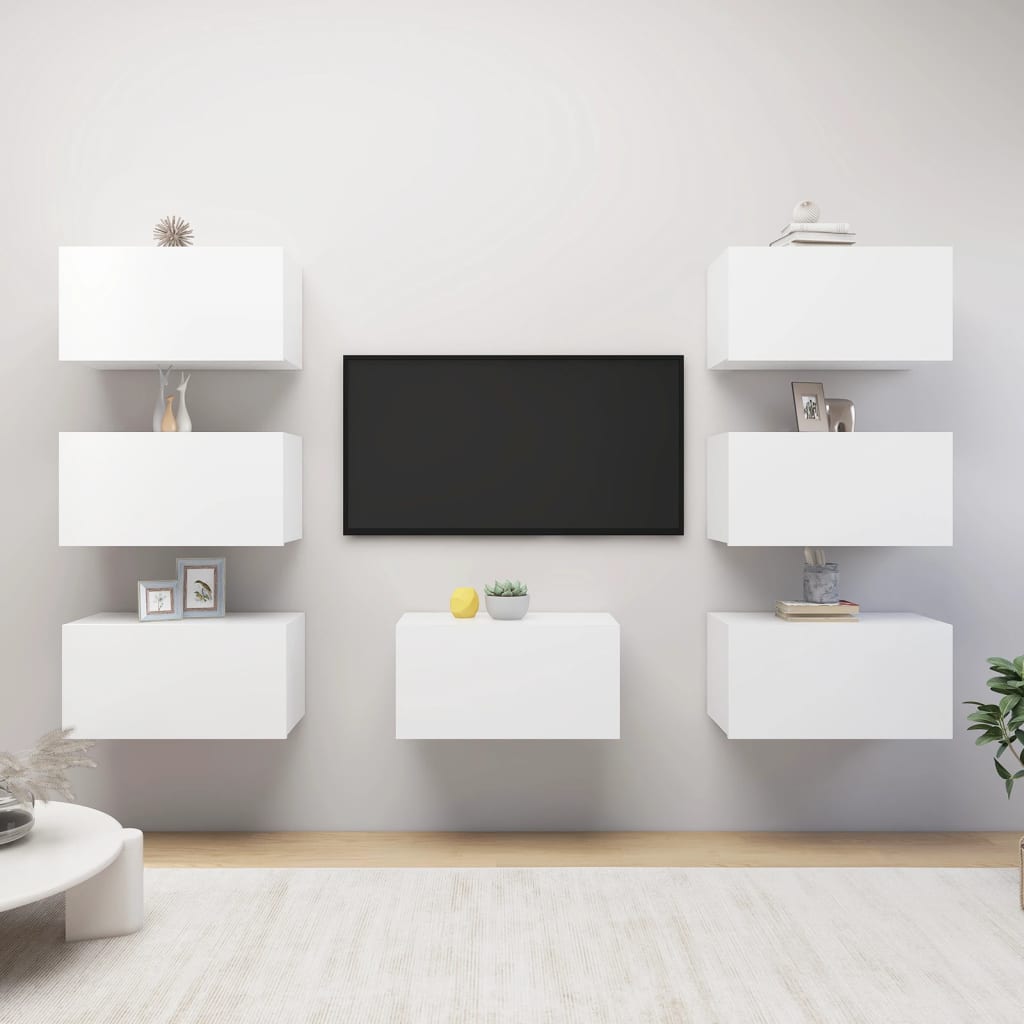 vidaXL 7 db fehér forgácslap TV-szekrény 30,5 x 30 x 60 cm