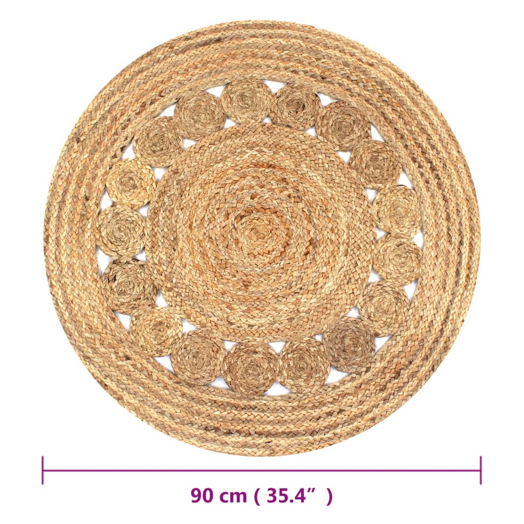 vidaXL kör alakú, fonott juta szőnyeg 90 cm