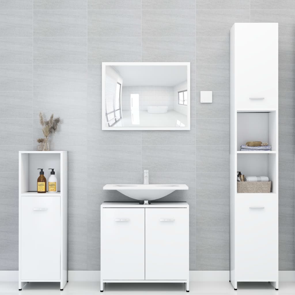 vidaXL fehér forgácslap fürdőszobaszekrény 30 x 30 x 183,5 cm