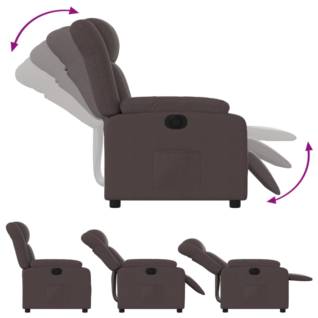 vidaXL sötétbarna szövet elektromos dönthető fotel