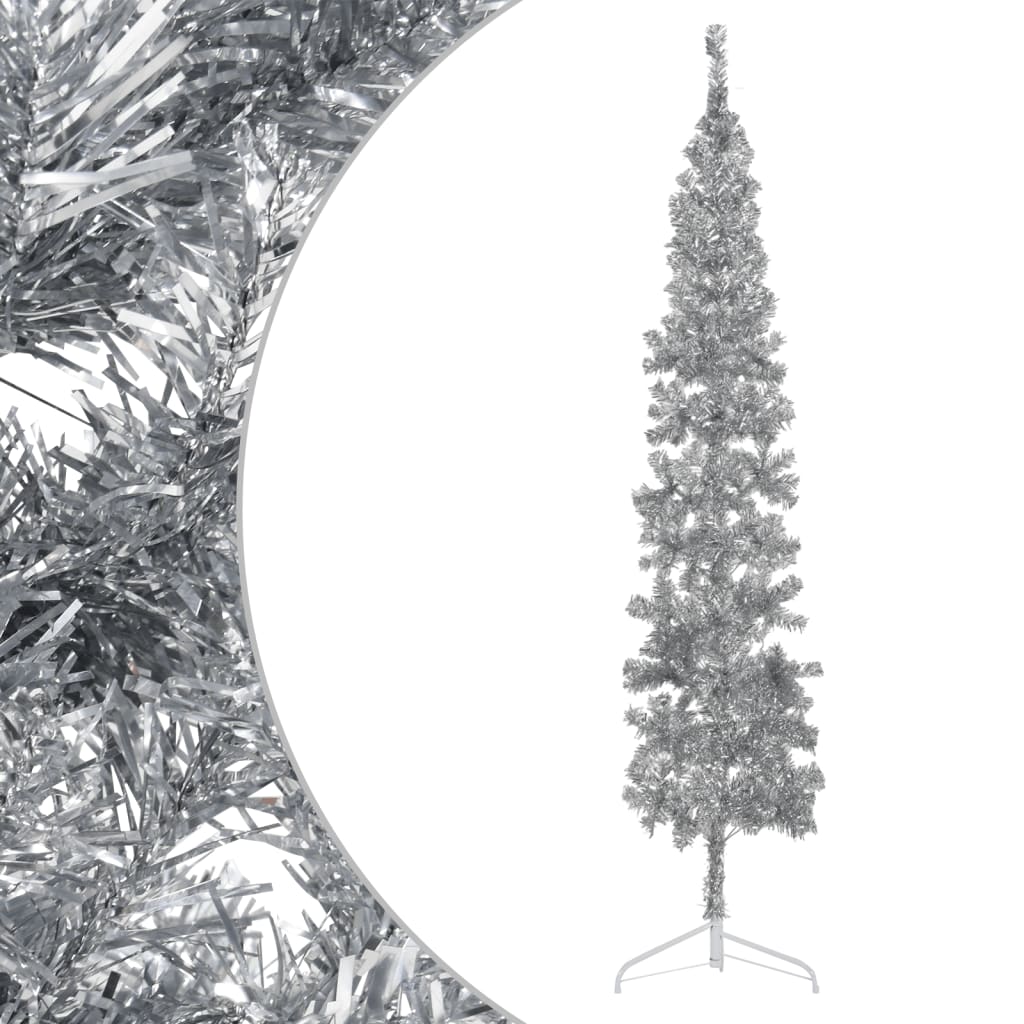 vidaXL ezüst vékony fél műkarácsonyfa állvánnyal 240 cm