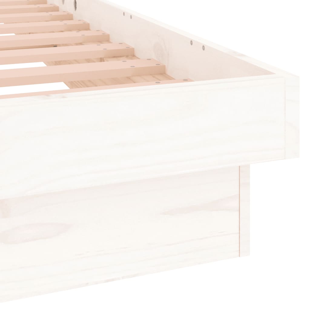 vidaXL kis kétszemélyes fehér tömör fa LED-es ágykeret 120 x 190 cm
