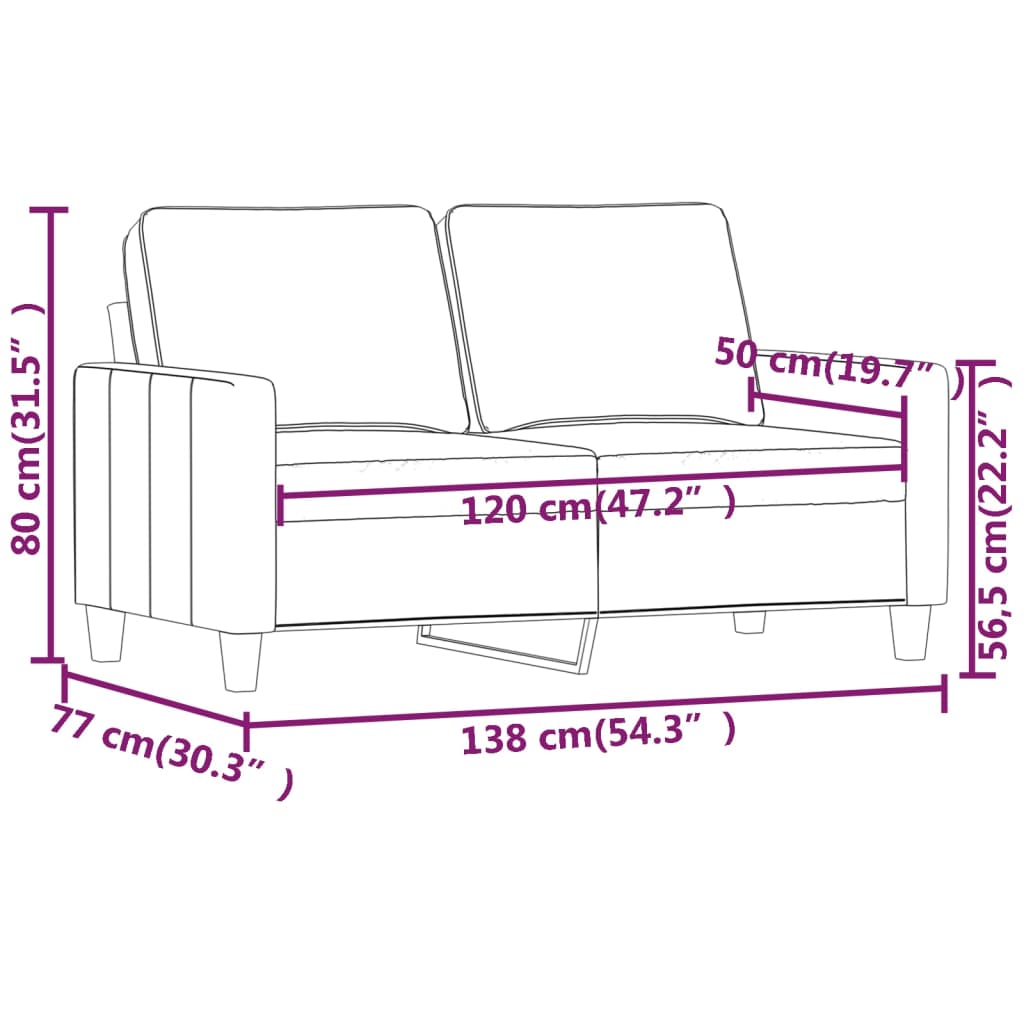 vidaXL kétszemélyes világosszürke bársony kanapé 120 cm