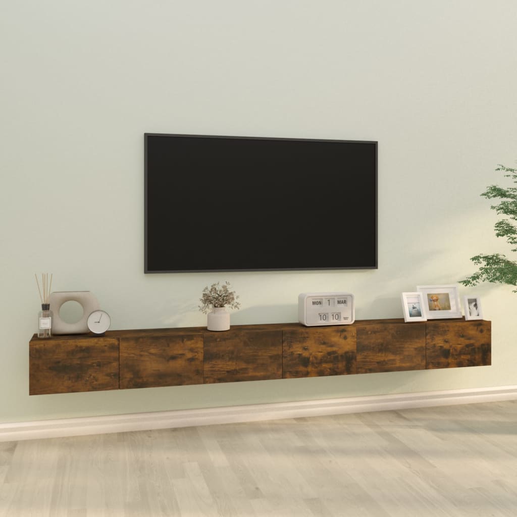 vidaXL 3 részes füstös tölgy színű szerelt fa TV-szekrényszett