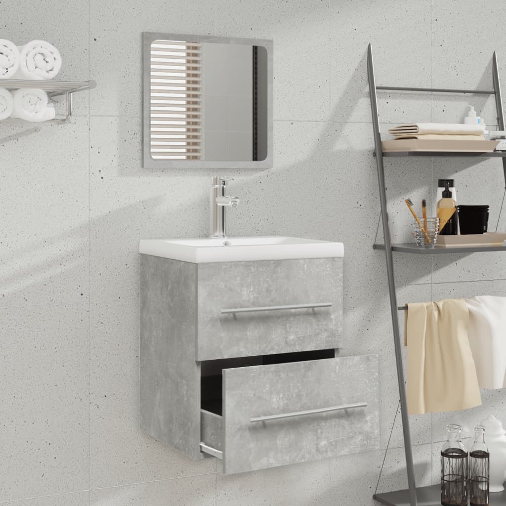vidaXL betonszürke szerelt fa mosdószekrény beépített mosdóval