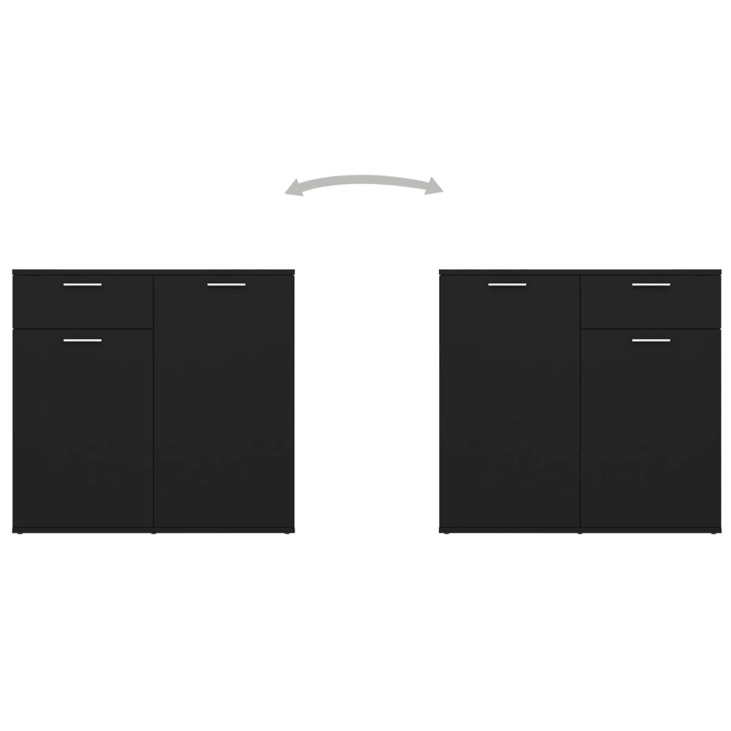vidaXL fekete forgácslap tálalószekrény 80 x 36 x 75 cm