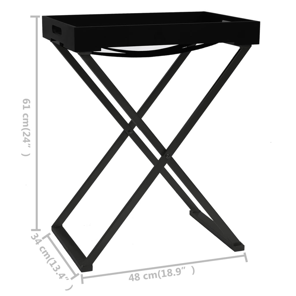 vidaXL fekete MDF összecsukható asztal 48 x 34 x 61 cm