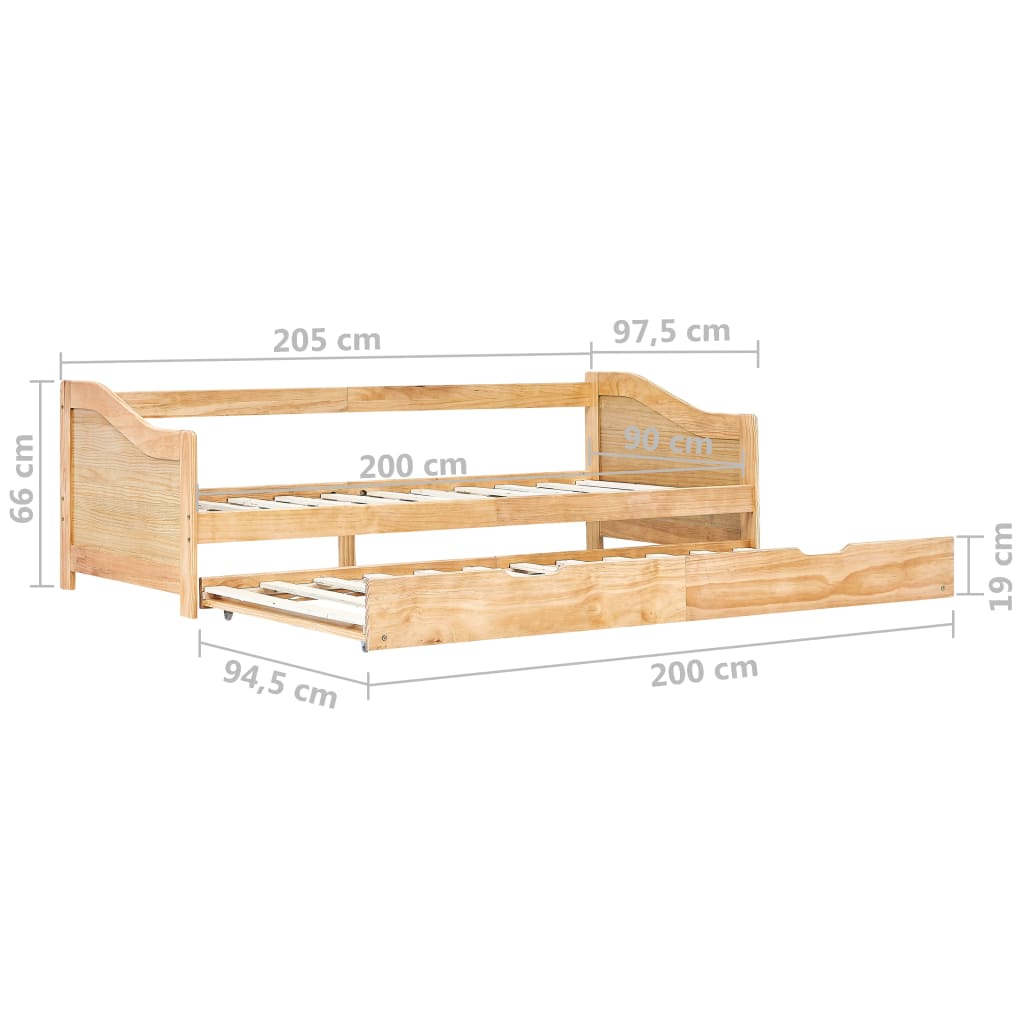 vidaXL fenyőfa kihúzható kanapéágy keret 90 x 200 cm