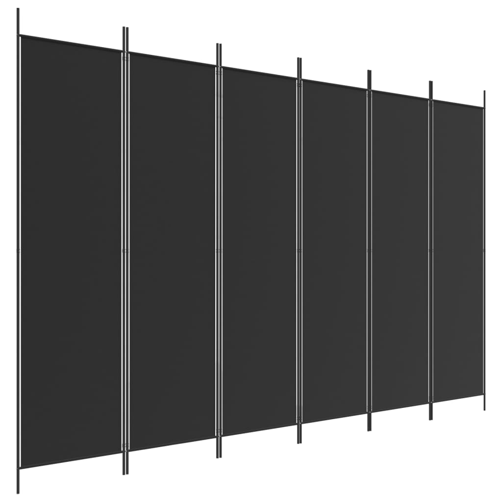 vidaXL 6 paneles fekete szövet térelválasztó 300x200 cm