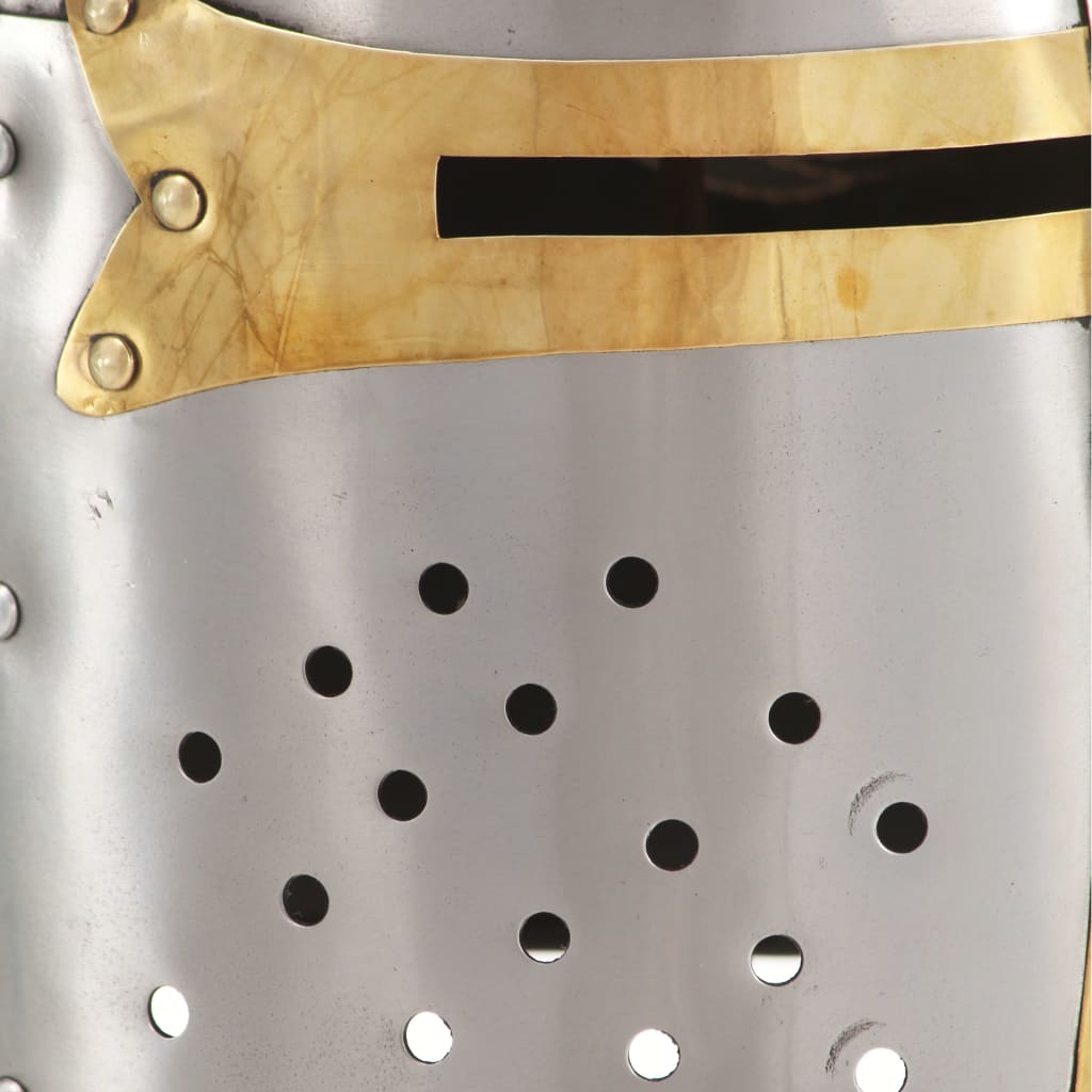 vidaXL ezüst antik középkori keresztes lovagi acélsisak LARP másolat