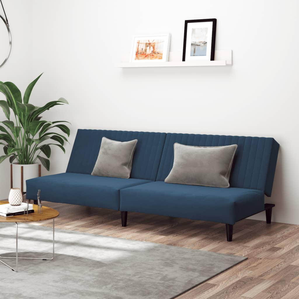 vidaXL kétszemélyes kék bársony kanapéágy