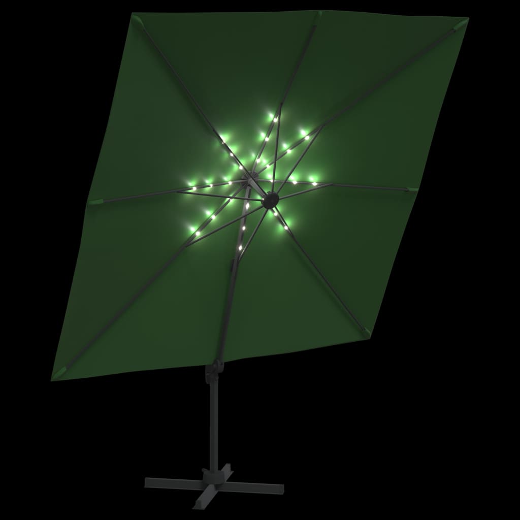 vidaXL zöld konzolos napernyő LED-del 400x300 cm