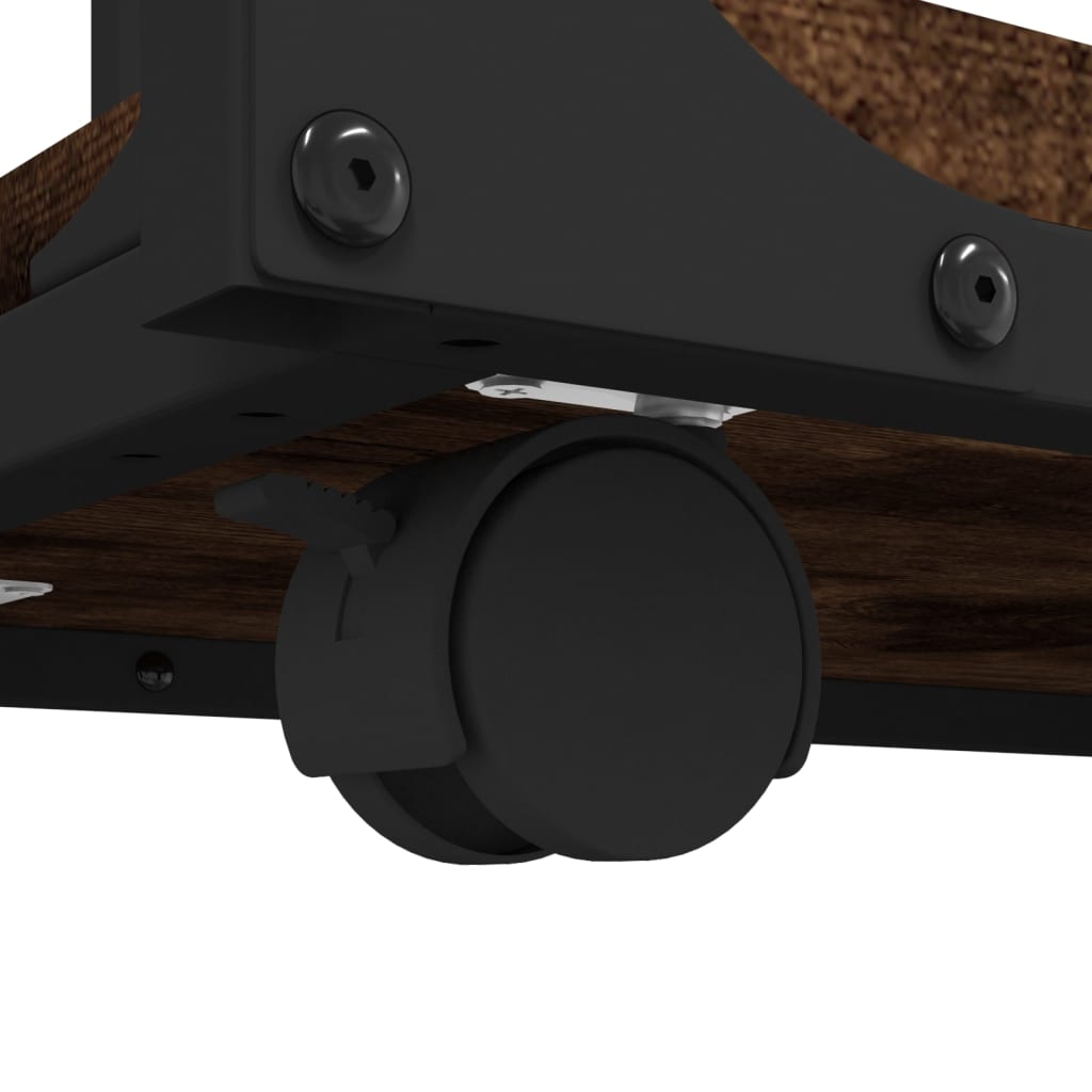 vidaXL füstös tölgyszínű szerelt fa kisasztal kerekekkel 50x35x55,5 cm
