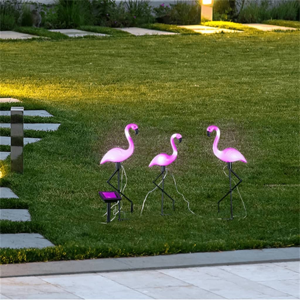 HI 3 db flamingó alakú napelemes LED-es kerti kitűzőkaró