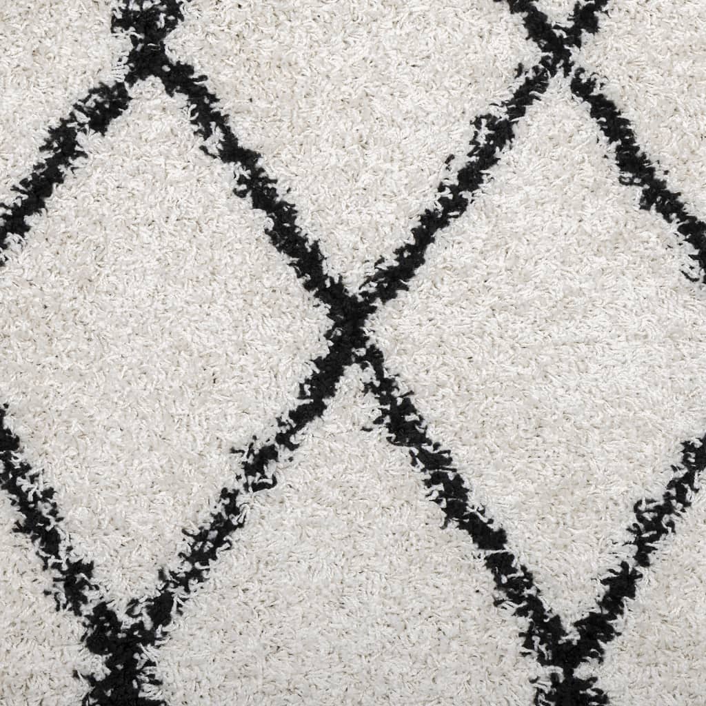 vidaXL PAMPLONA krém és fekete bolyhos modern szőnyeg 140 x 200 cm