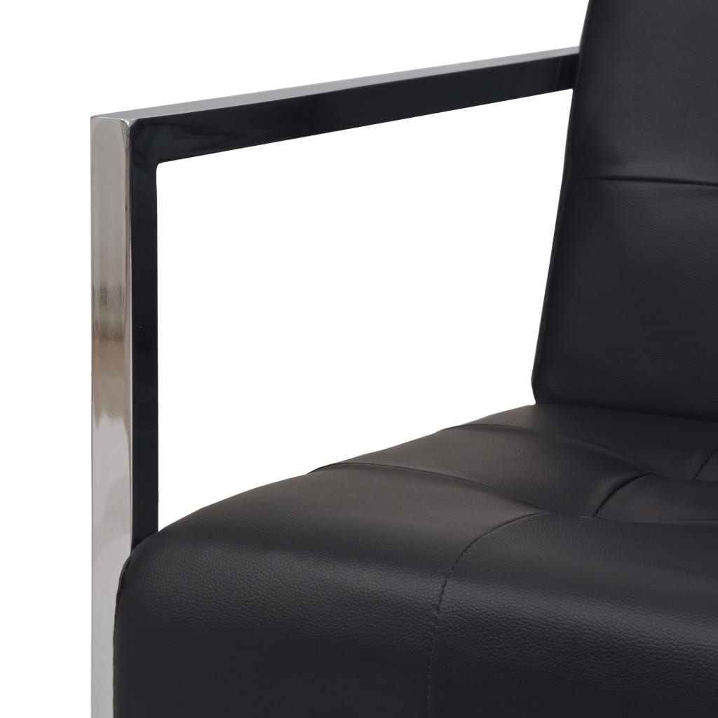 vidaXL 2 személyes fekete műbőr/acél karfás kanapé